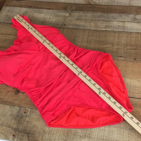 Lauren Ralph Lauren Red Ruffle One Piece Swimwear Size 10 - Picture 11 of 13